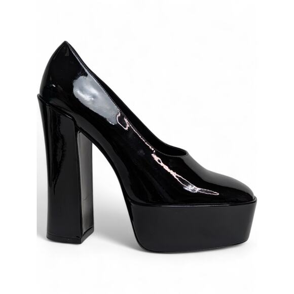 Stuart Weitzman Shoes - Stuart Weitzman Black Patent 6in Platform Pumps Chunky High Heel Y2K Disco Glam